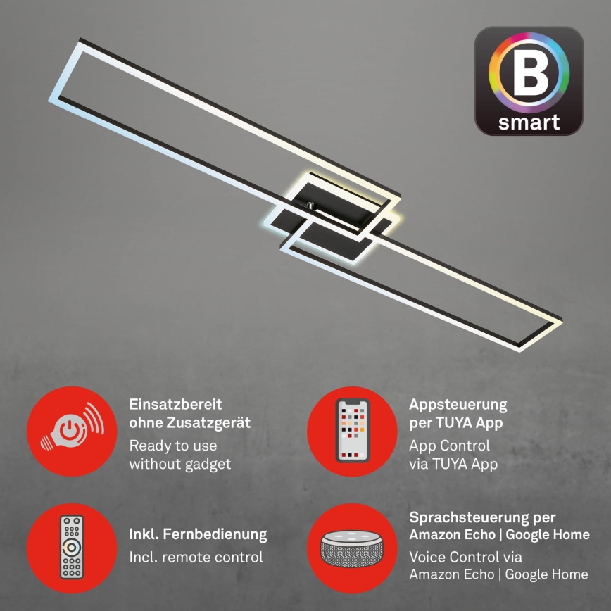 Briloner 3538-015 - Φωτιστικό οροφής ντιμαριζόμενο LED FRAME 2xLED/20W/230V 2700-6500K Wi-Fi Tuya + τηλεχειριστήριο