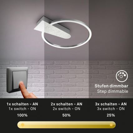Briloner 3542-018 - LED Dimmable φωτιστικό οροφής NICO LED/12W/230V ματ χρώμιο