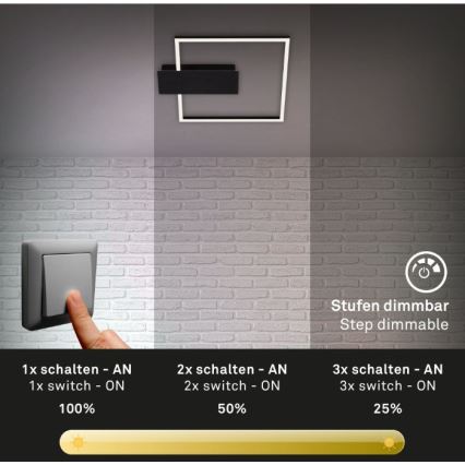 Briloner 3544-015 - LED Dimmable φωτιστικό οροφής NICO LED/12W/230V μαύρο