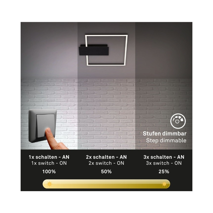 Briloner 3544-015 - LED Dimmable φωτιστικό οροφής NICO LED/12W/230V μαύρο