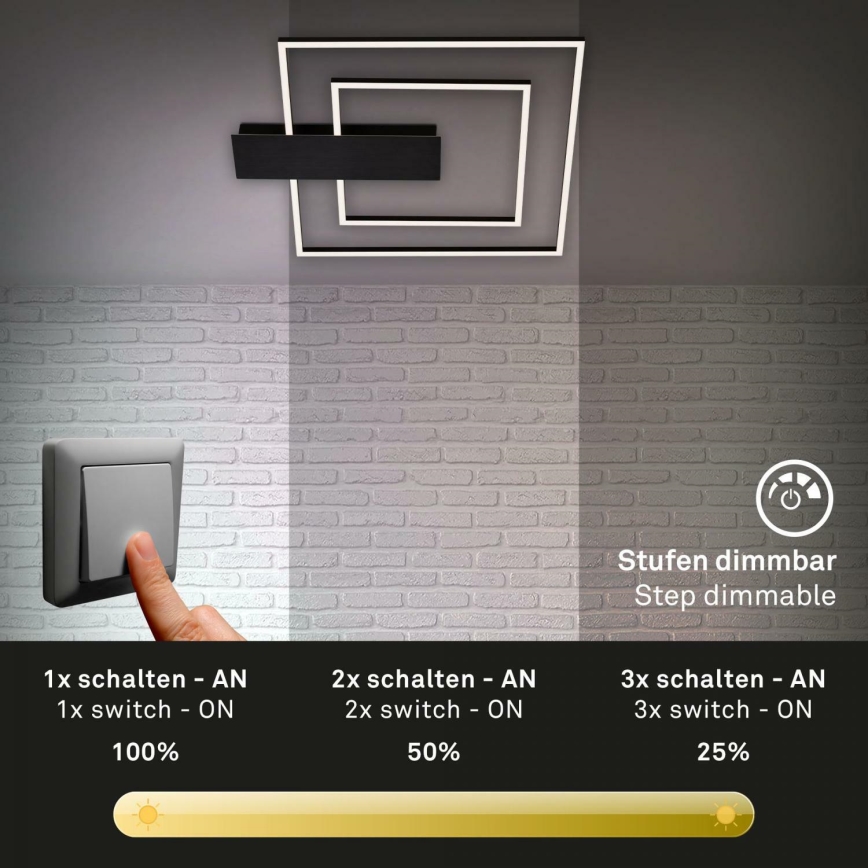 Briloner 3545-015 - LED Dimmable φωτιστικό οροφής NICO LED/25W/230V μαύρο