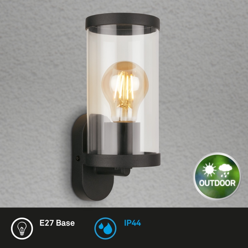 Briloner 3600-015 - Επιτοίχιο φωτιστικό εξωτερικού χώρου KAIRO 1xE27/12W/230V IP44 μαύρο