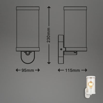 Briloner 3600-016 - Επιτοίχιο φωτιστικό εξωτερικού χώρου KAIRO 1xE27/12W/230V IP44 λευκό