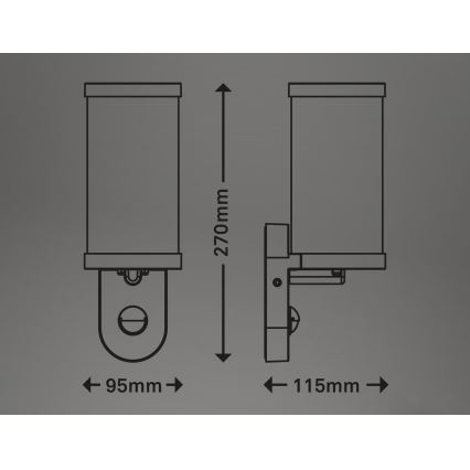 Briloner 3628-016 - Εξωτερικό επιτοίχιο φωτιστικό με αισθητήρα KAIRO 1xE27/12W/230V IP44 λευκό