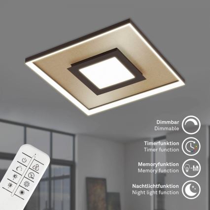 Briloner 3641-017 - LED Dimmable φωτιστικό οροφής FRAME LED/30W/230V 2700-6500K χρυσαφί + τηλεχειριστήριο