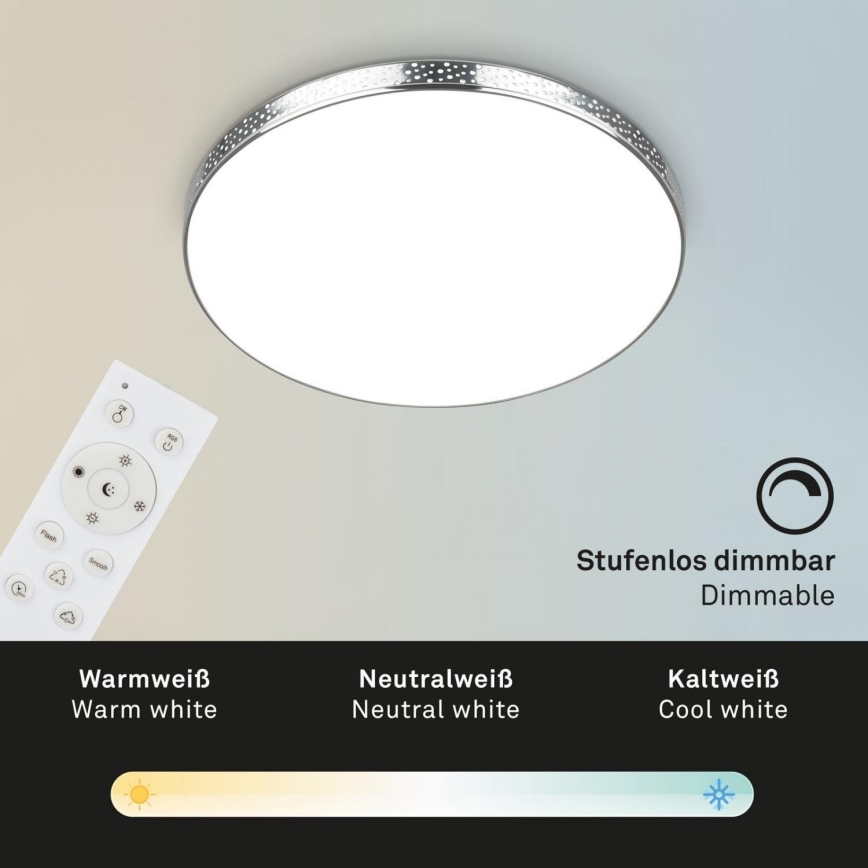 Briloner 3679-018 - LED RGB Φωτιστικό οροφής μπάνιου dimming MAGA LED/18,5W/230V 3000-6500K διάμετρος 35,5 cm + τηλεχειριστήριο