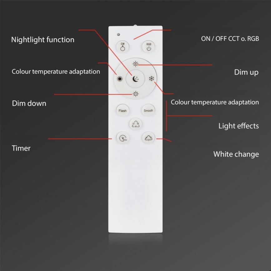 Briloner 3679-018 - LED RGB Φωτιστικό οροφής μπάνιου dimming MAGA LED/18,5W/230V 3000-6500K διάμετρος 35,5 cm + τηλεχειριστήριο
