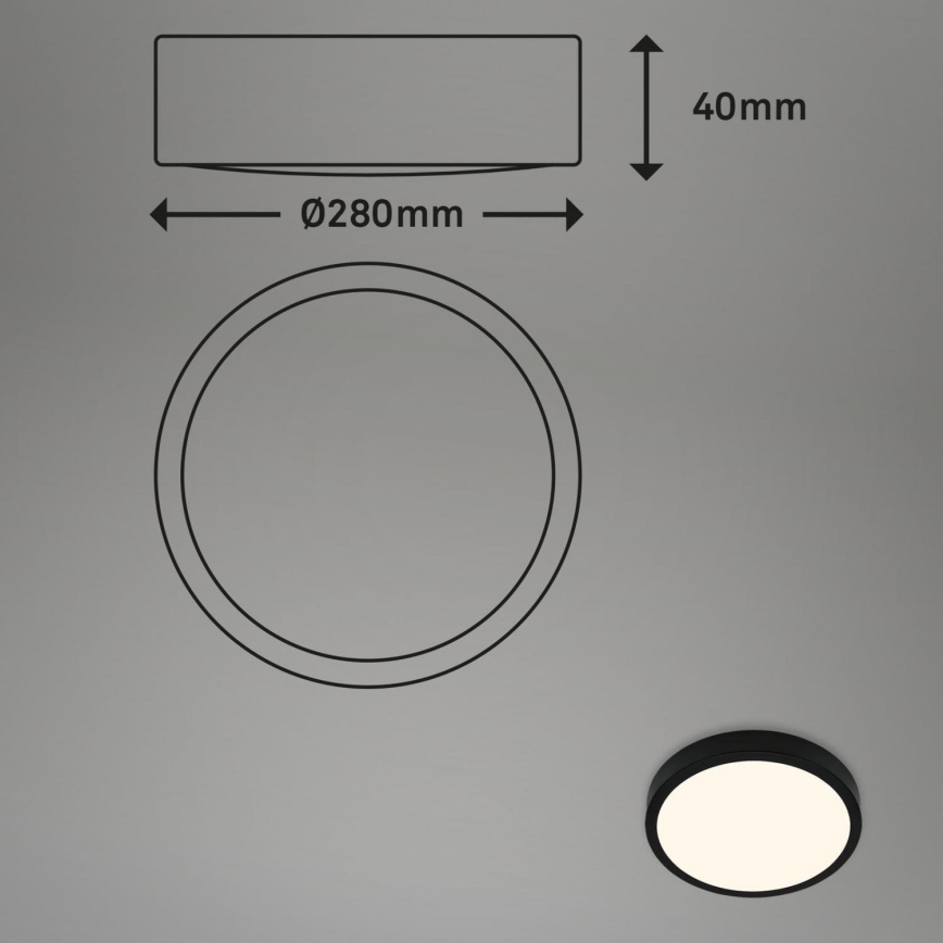 Briloner 3700-015 - Φωτιστικό οροφής LED RUNA LED/16W/230V 3000K διάμετρος 28 cm μαύρο