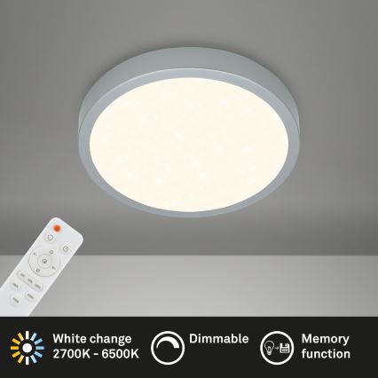 Briloner 3701-014 - LED Dimmable φωτιστικό οροφής RUNA LED/18W/230V 2700-6500K ασήμι + τηλεχειριστήριο