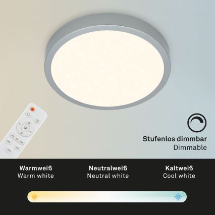 Briloner 3701-014 - LED Dimmable φωτιστικό οροφής RUNA LED/18W/230V 2700-6500K ασήμι + τηλεχειριστήριο