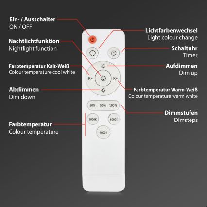 Briloner 3701-014 - LED Dimmable φωτιστικό οροφής RUNA LED/18W/230V 2700-6500K ασήμι + τηλεχειριστήριο