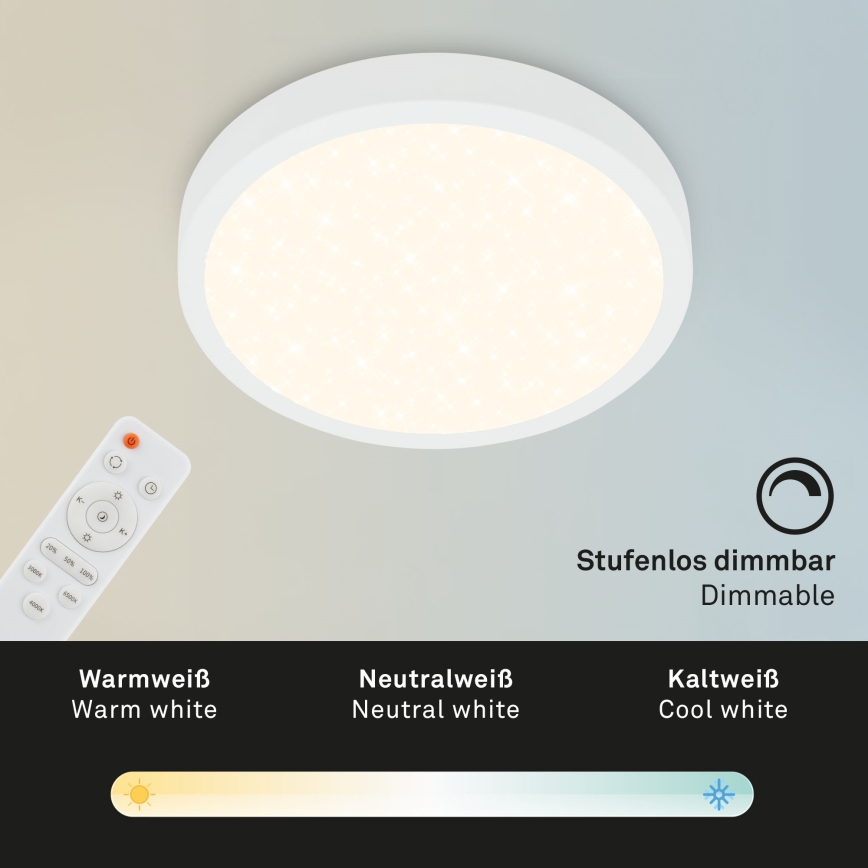 Briloner 3701-016 - LED Dimmable φωτιστικό οροφής RUNA LED/18W/230V 2700-6500K λευκό + τηλεχειριστήριο