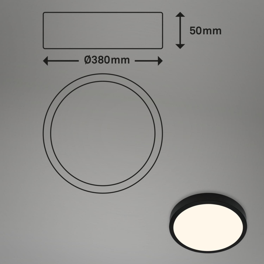 Briloner 3703-015 - Φωτιστικό οροφής LED RUNA LED/24W/230V 3000K διάμετρος 38 cm μαύρο