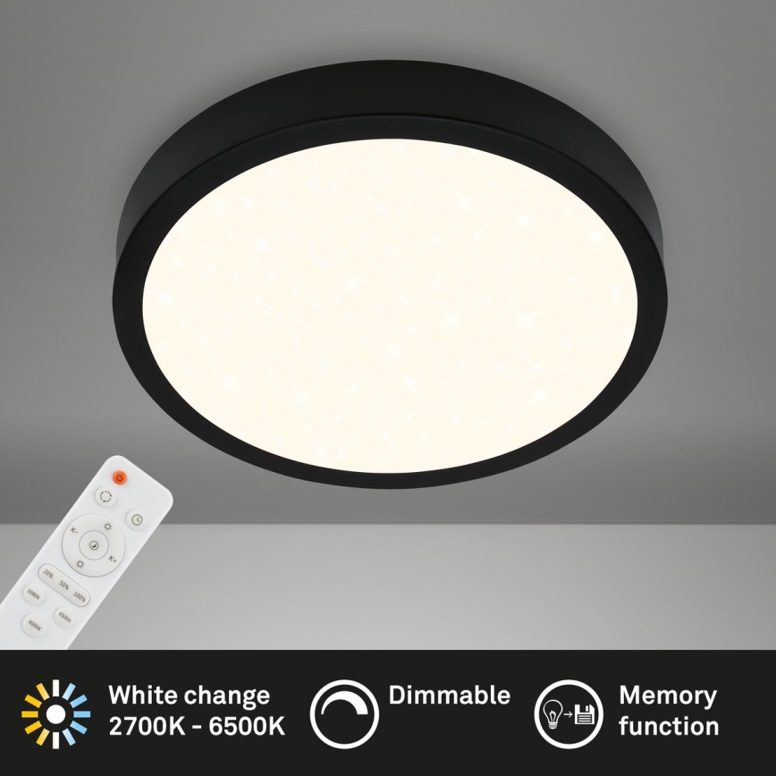 Briloner 3704-015 - LED Dimmable φωτιστικό οροφής RUNA LED/22W/230V 2700-6500K μαύρο + τηλεχειριστήριο