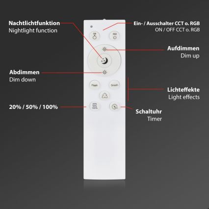 Briloner 3709-014 - LED RGBW Dimmable φωτιστικό οροφής LED/22W/230V 4000K διάμετρος 38 cm ασημί + τηλεχειριστήριο