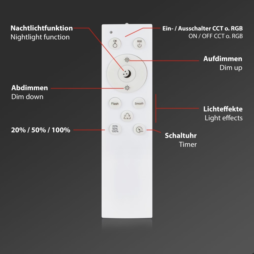 Briloner 3709-014 - LED RGBW Dimmable φωτιστικό οροφής LED/22W/230V 4000K διάμετρος 38 cm ασημί + τηλεχειριστήριο