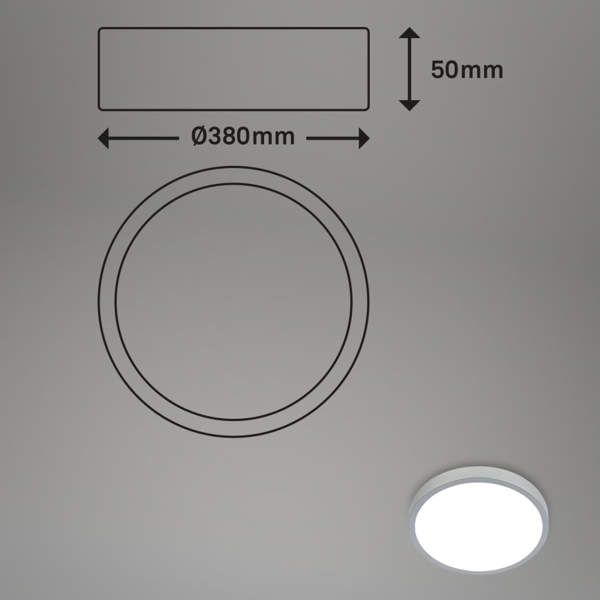 Briloner 3709-014 - LED RGBW Dimmable φωτιστικό οροφής LED/22W/230V 4000K διάμετρος 38 cm ασημί + τηλεχειριστήριο