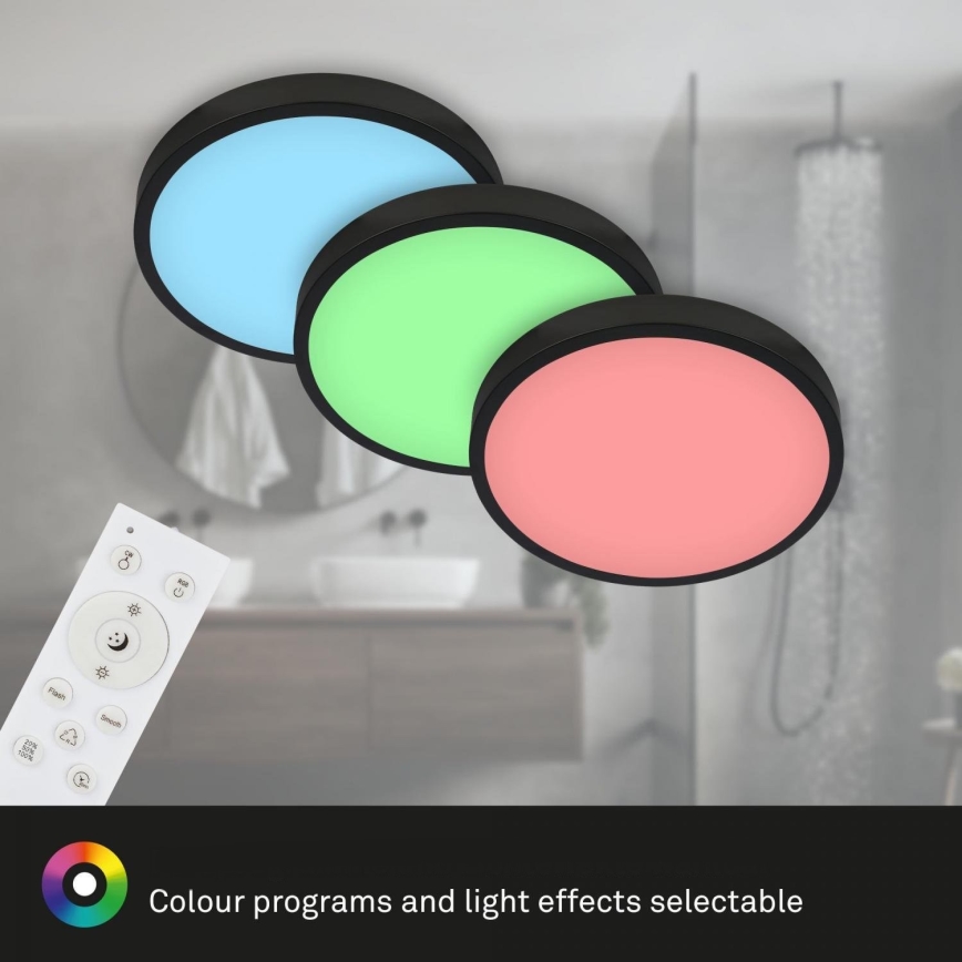 Briloner 3709-015 - LED RGBW Dimmable φωτιστικό οροφής LED/22W/230V 4000K διάμετρος 38 cm μαύρο + τηλεχειριστήριο