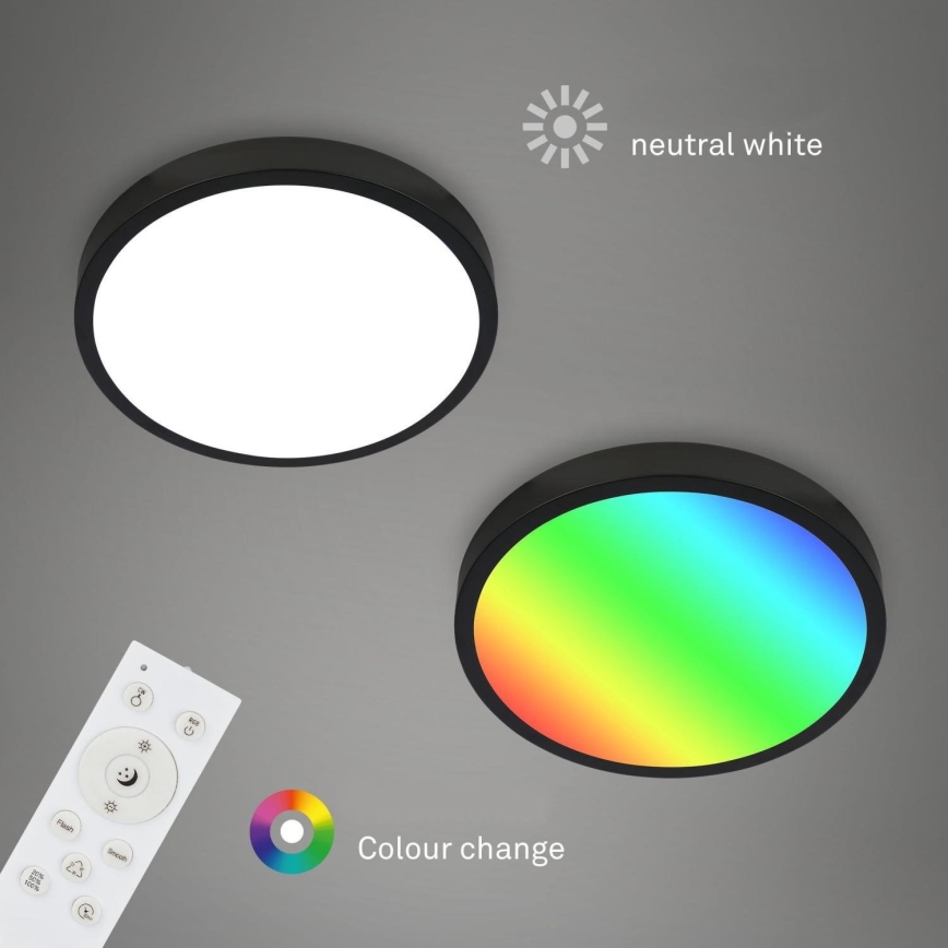 Briloner 3709-015 - LED RGBW Dimmable φωτιστικό οροφής LED/22W/230V 4000K διάμετρος 38 cm μαύρο + τηλεχειριστήριο