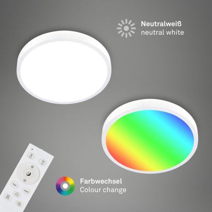 Briloner 3709-016 - LED RGBW Dimmable φωτιστικό οροφής LED/22W/230V 4000K διάμετρος 38 cm λευκό + τηλεχειριστήριο