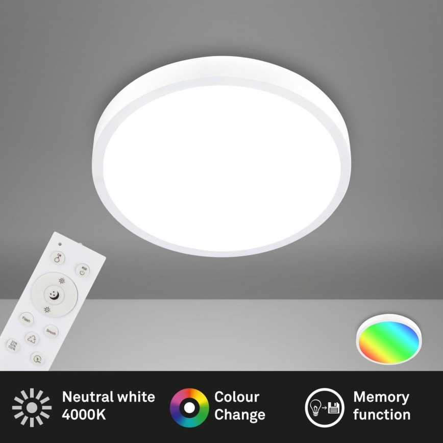 Briloner 3709-016 - LED RGBW Dimmable φωτιστικό οροφής LED/22W/230V 4000K διάμετρος 38 cm λευκό + τηλεχειριστήριο