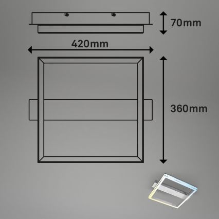Briloner 3760-019 - LED Ρυθμιζόμενο φωτιστικό οροφής FRAME LED/23W/230V 2700-6500K 42x36 cm + τηλεχειριστήριο
