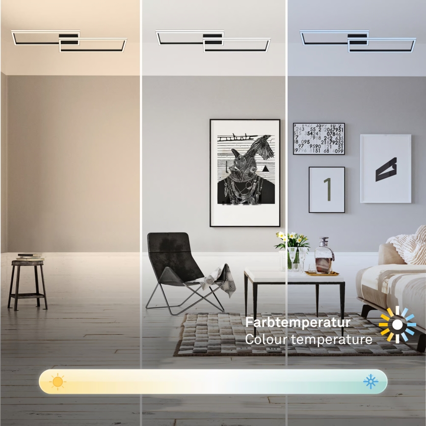 Briloner 3761015 - LED ρυθμιζόμενο φωτιστικό οροφής LED/45W/230V 2700-6500K μαύρο + τηλεχειριστήριο
