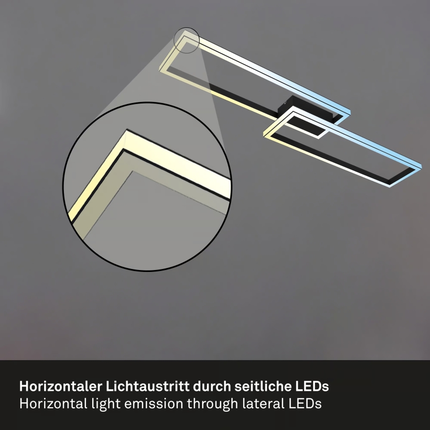 Briloner 3761015 - LED ρυθμιζόμενο φωτιστικό οροφής LED/45W/230V 2700-6500K μαύρο + τηλεχειριστήριο