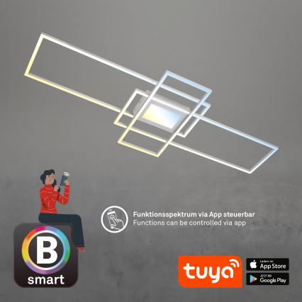 Briloner 3812019 - Ρυθμιζόμενο LED φωτιστικό οροφής RAM LED/56W/230V Wi-Fi Tuya 111x42 cm + τηλεχειριστήριο