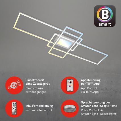 Briloner 3812019 - Ρυθμιζόμενο LED φωτιστικό οροφής RAM LED/56W/230V Wi-Fi Tuya 111x42 cm + τηλεχειριστήριο