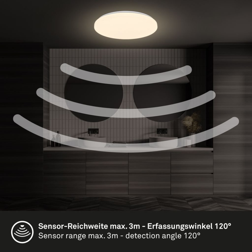 Briloner 3827-016 - LED φωτιστικό οροφής για μπάνιο με αισθητήρα WALK LED/13W/230V IP54 pr. 27 cm λευκό