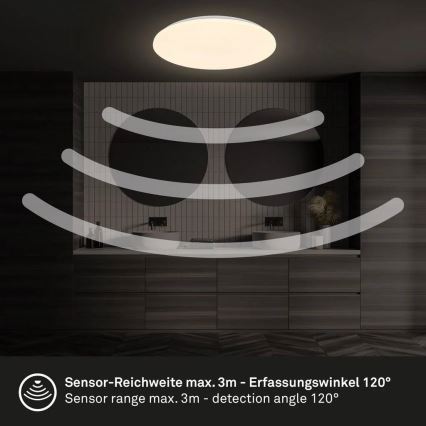 Briloner 3828-016 - LED φωτιστικό οροφής μπάνιου με αισθητήρα κίνησης WALK LED/24W/230V IP54, Ø 35 cm, λευκό
