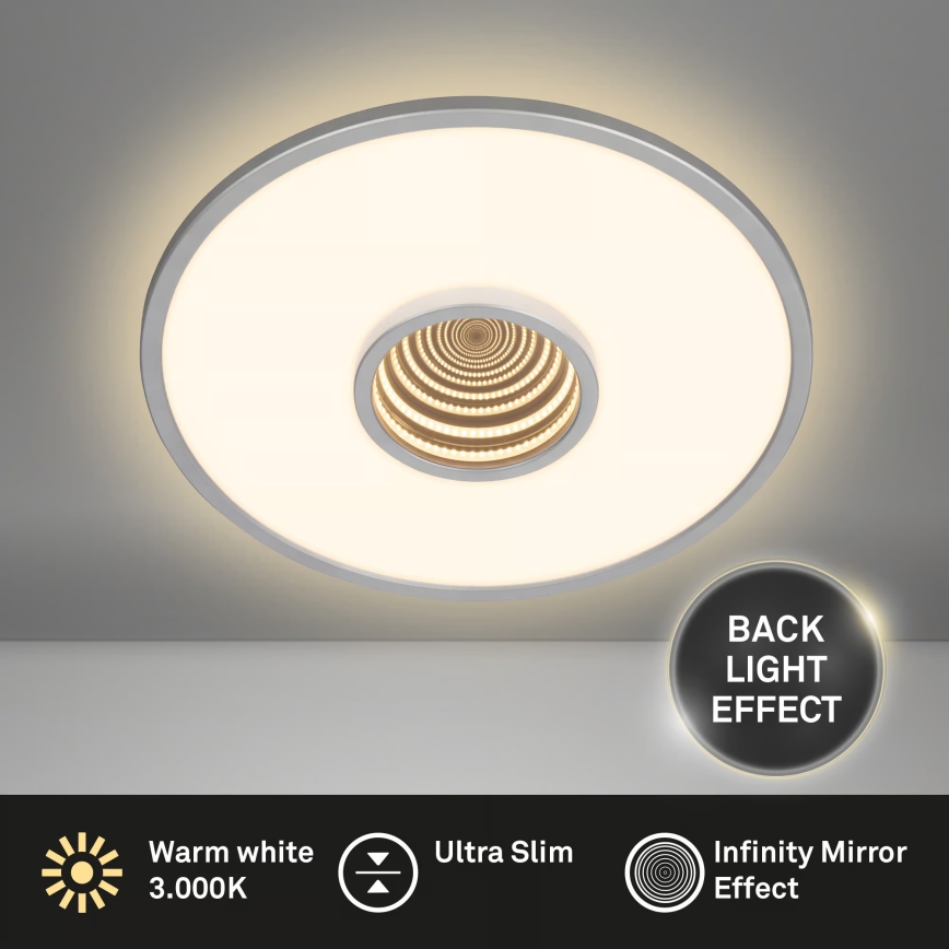 Briloner 3847014 - Φωτιστικό οροφής LED TORO/18W/230V Ø 42 εκ. ματ χρώμιο