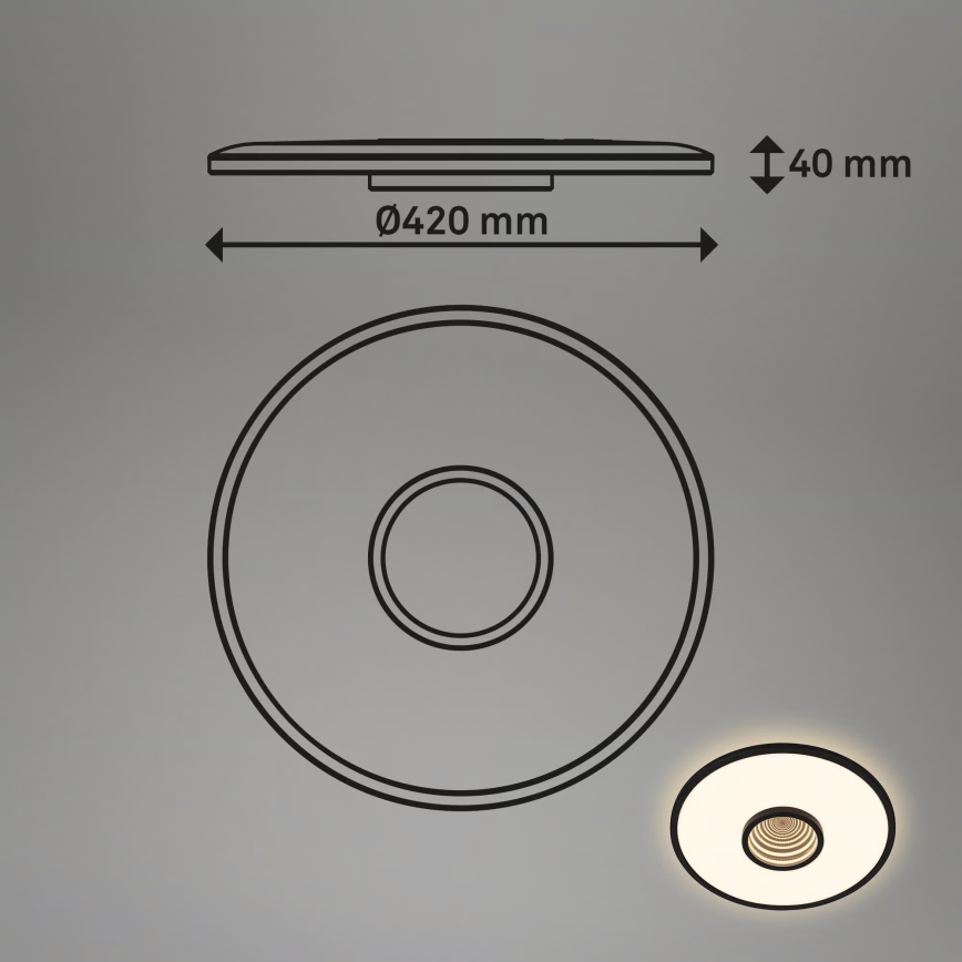 Briloner 3847015 - Φωτιστικό οροφής TORO LED/18W/230V Ø 42 εκ. μαύρο