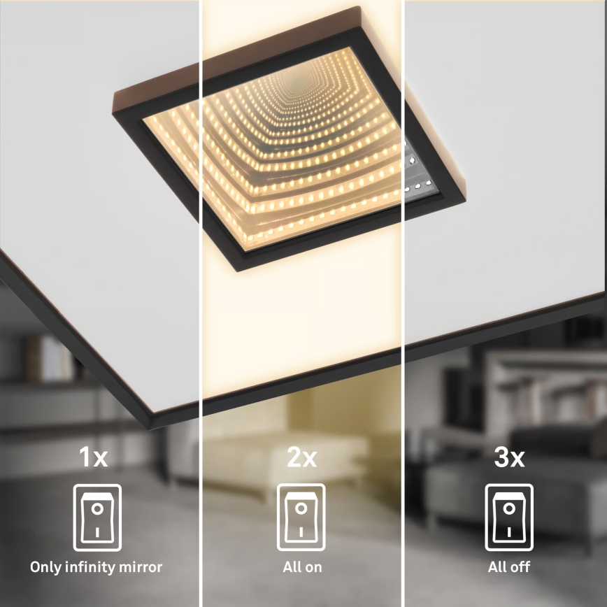 Briloner 3848015 - Φωτιστικό οροφής TORO LED/18W/230V 42x42 cm μαύρο