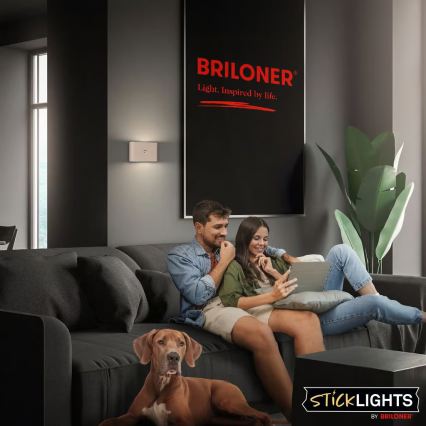Briloner 3878011 - Επαναφορτιζόμενο επιτοίχιο LED φωτιστικό με αισθητήρα κίνησης και λυκόφωτος CHAT LED/3W/5V 2000 mAh μπεζ