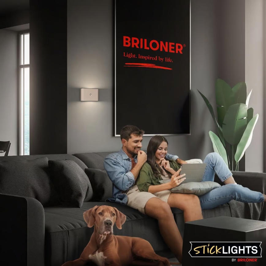 Briloner 3878011 - Επαναφορτιζόμενο επιτοίχιο LED φωτιστικό με αισθητήρα κίνησης και λυκόφωτος CHAT LED/3W/5V 2000 mAh μπεζ