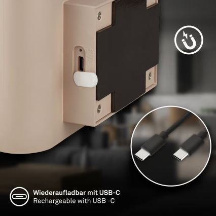 Briloner 3878011 - Επαναφορτιζόμενο επιτοίχιο LED φωτιστικό με αισθητήρα κίνησης και λυκόφωτος CHAT LED/3W/5V 2000 mAh μπεζ