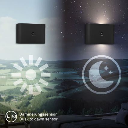 Briloner 3878015 - Επαναφορτιζόμενο επιτοίχιο φωτιστικό LED με αισθητήρα κίνησης και λυκόφωτος CHAT LED/3W/5V 2000 mAh μαύρο