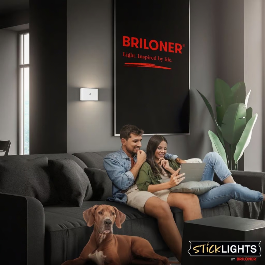 Briloner 3878016 - Επαναφορτιζόμενο LED φωτιστικό τοίχου με αισθητήρα κίνησης και λυκόφωτος CHAT LED/3W/5V 2000 mAh λευκό