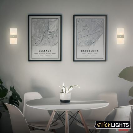 Briloner 3888012 - LED Επαναφορτιζόμενο επιτοίχιο φωτιστικό με αισθητήρα κίνησης και λυκόφωτος AURA LED/2,5W/5V 1800 mAh ματ χρώμιο