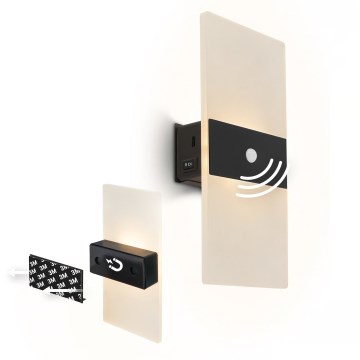 Briloner 3888015 - Επαναφορτιζόμενο επιτοίχιο φωτιστικό LED με αισθητήρα κίνησης και σούρουπου AURA LED/2,5W/5V 1800 mAh μαύρο
