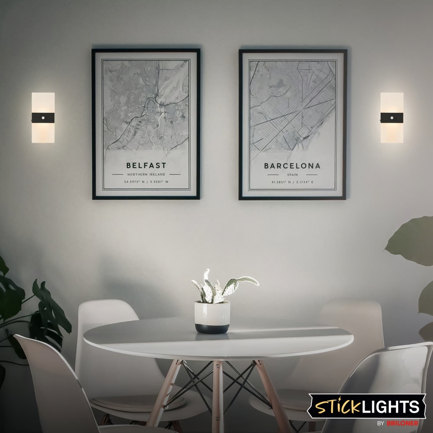 Briloner 3888015 - Επαναφορτιζόμενο επιτοίχιο φωτιστικό LED με αισθητήρα κίνησης και σούρουπου AURA LED/2,5W/5V 1800 mAh μαύρο