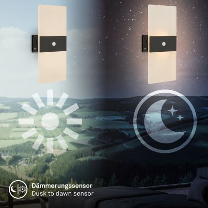 Briloner 3888015 - Επαναφορτιζόμενο επιτοίχιο φωτιστικό LED με αισθητήρα κίνησης και σούρουπου AURA LED/2,5W/5V 1800 mAh μαύρο