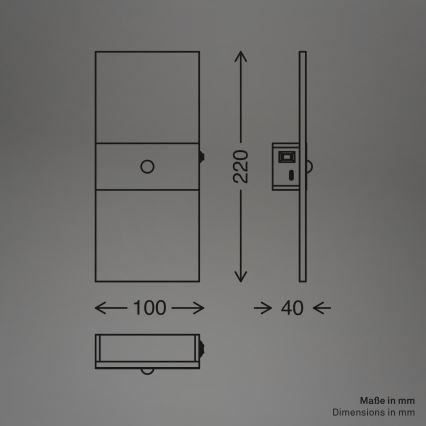 Briloner 3888015 - Επαναφορτιζόμενο επιτοίχιο φωτιστικό LED με αισθητήρα κίνησης και σούρουπου AURA LED/2,5W/5V 1800 mAh μαύρο