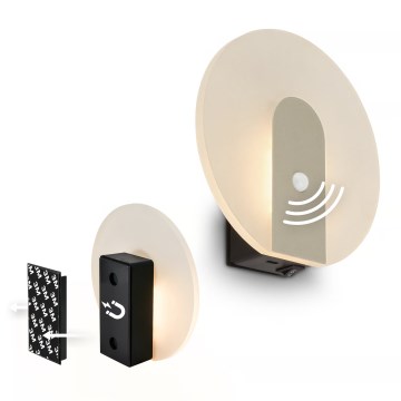 Briloner 3889012 - Επαναφορτιζόμενο επιτοίχιο φωτιστικό LED με αισθητήρα κίνησης και λυκόφωτος TARO LED/2,5W/5V 1800 mAh ματ χρώμιο