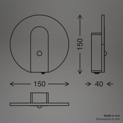 Briloner 3889012 - Επαναφορτιζόμενο επιτοίχιο φωτιστικό LED με αισθητήρα κίνησης και λυκόφωτος TARO LED/2,5W/5V 1800 mAh ματ χρώμιο