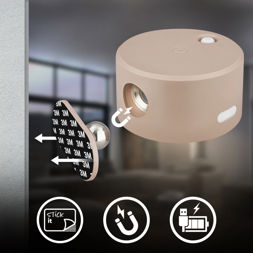 Briloner 3896011 - Ρυθμιζόμενο επαναφορτιζόμενο επιτοίχιο φωτιστικό LED TARI 1,6W/5V 1500 mAh μπεζ