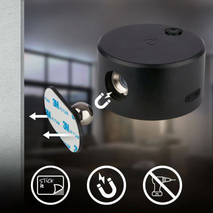 Briloner 3896015 - LED Ρυθμιζόμενο επαναφορτιζόμενο επιτοίχιο φωτιστικό TARI LED/1,6W/5V 1500 mAh μαύρο