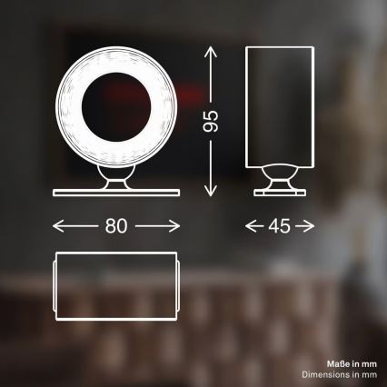 Briloner 3896015 - LED Ρυθμιζόμενο επαναφορτιζόμενο επιτοίχιο φωτιστικό TARI LED/1,6W/5V 1500 mAh μαύρο